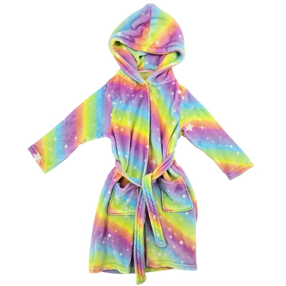Doctor‎ Unicorn Size MEDIUM 7 Rainbow Star Plush Hooded Robe Kidcore Whimsical